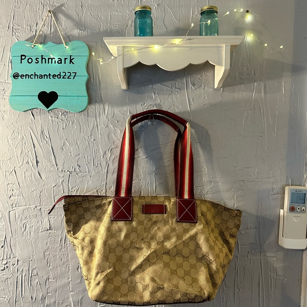 Genuine Gucci tote handbag signature canvas
